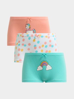 Girl's Peach 3-Pack Boyleg Panties