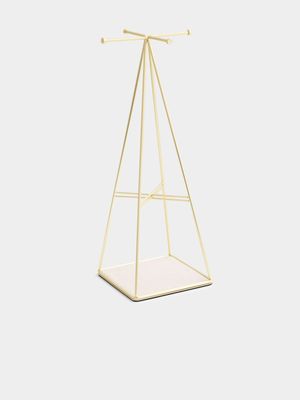 Umbra Prisma Brass Plated Linen Base Jewellery Stand