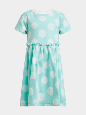 Younger Girl's Green Spot Skater Dress