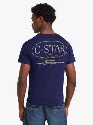 G-Star Men's Circle Back Graphic Imperial Blue T-SHIRT