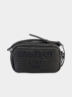 Women's Sissy Boy Black Woven Embroidered Crossbody Bag