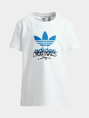 adidas Originals Kids Unisex Skate Trefoil White T-Shirt