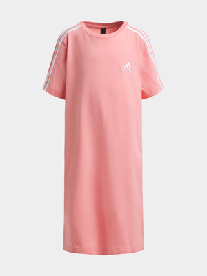 Girls adidas 3-Stripes Boyfriend Pink Tee Dress