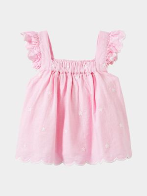 Cotton On Kids GIRL Pink Havana Flutter Sleeve Top