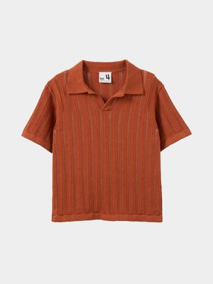 Cotton On Kids Boy Orange Preston Knit Polo