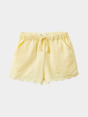 Cotton On Kids GIRL Yellow Havana Scalloped Shorts