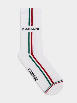 Fabiani Men's Tri-Color Stripe Cotton Anklet Socks