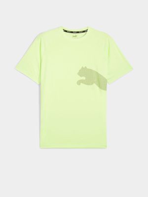 Mens Puma Train All Day Big Cat Logo Lime Tee