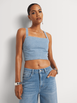 FF Denim Diamante Strappy Top