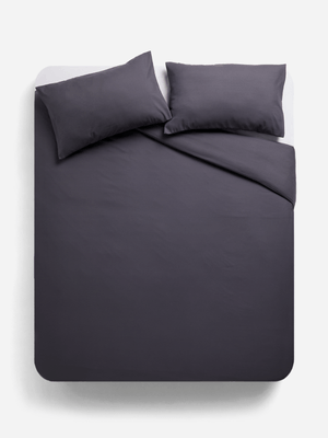 Jet Home Charcoal Plain 85GSM Duvet Cover Set Queen