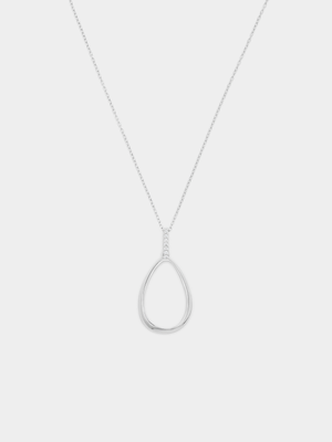 Sterling Silver Cubic Zirconia Open Teardrop Pendant