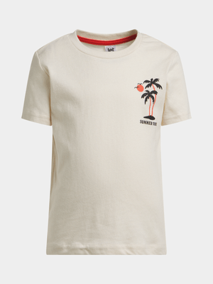 Jet Younger Boys Cream Palm Trees T-Shirt