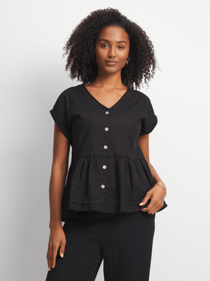 Jet Women's Black Slub Blouse