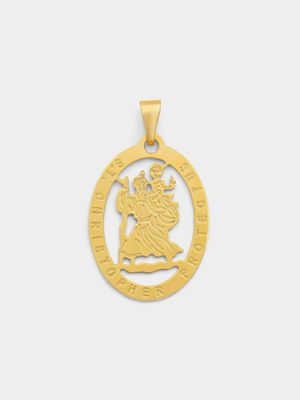 Yellow Gold & Sterling Silver St. Christopher Pendant