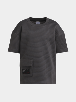 Jet Younger Boys Black Pocket Textured T-Shirt