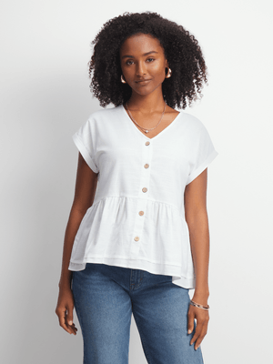 Jet Women's White Slub Blouse