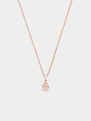 Rose Gold Plated Sterling Silver Morganite Pear Pendant