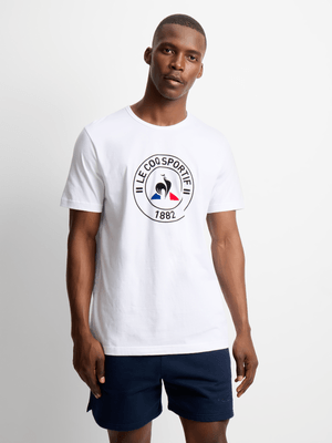 Mens Le Coq Sportif Graphic Tri No2 White Tee