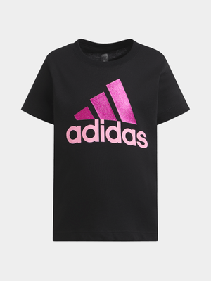 Girls Toddler adidas Essentials Bos Logo Black/Pink Tee