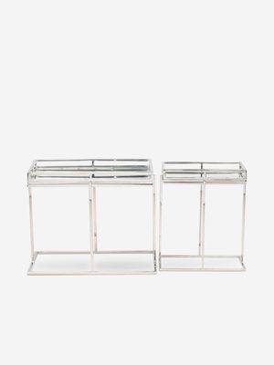 Rectangular tray table set of 2