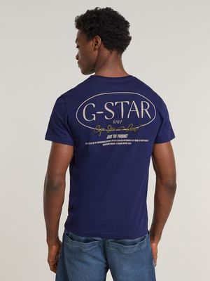 G-Star Men's Circle Back Graphic Imperial Blue T-SHIRT