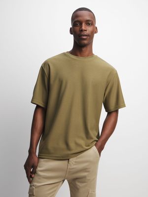 Men's Green Textured T-Shirt