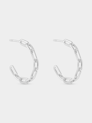 Sterling Silver Paperclip Half Hoop Earrings