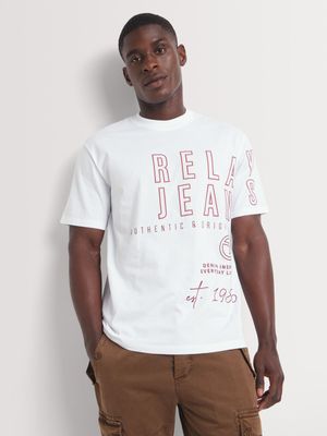 Men's Relay Jeans Regular Multi Panel Outline White Graphic T-Shirt