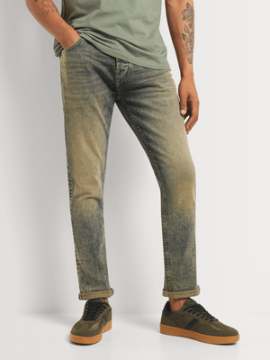 Men's Relay Jeans Skinny Yellow Tint Blue Denim