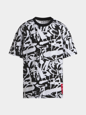 Jet Younger Boys Black/White Abstract Oversised T-Shirt