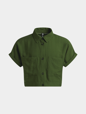 Jet Older Girls Fatigue Cropped Utility Shirt