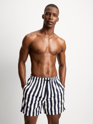 Jet Men's Blue/White Stripe Swim Shorts