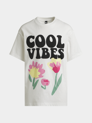 Jet Older Girls Cream Cool Vibes Oversized T-Shirt