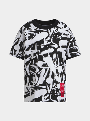 Jet Younger Boys Black/White Abstract Oversized T-Shirt