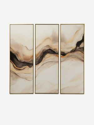 Framed Triptych Curvy Smoke Set/3 122.5cm