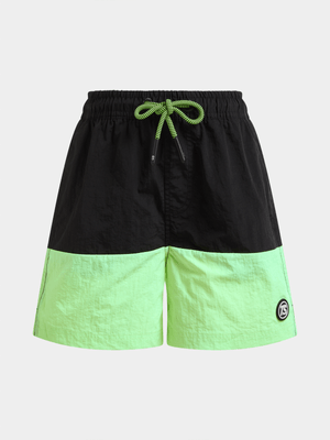 Boys TS Colour Block Black/Volt Volley Shorts