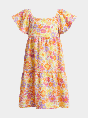 Jet Younger Girls Multicolour Floral Dress