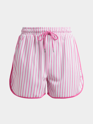 Jet Younger Girls White/Pink Stripe Shorts