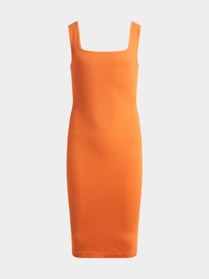 Jet Older Girls Orange Square Neck Seamless Dress