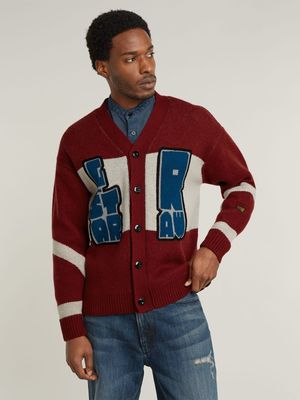 G-Star Men's Holiday Loose Knitweard Red Cardigan