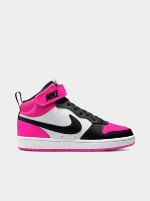 Junior Grade-School Nike Court Borough Pink/Black/White Mid Sneakers