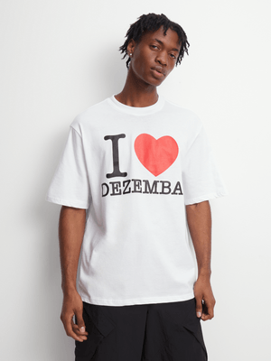 Men's White I LUV Dezemba Graphic Top