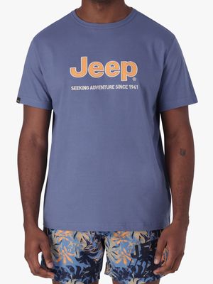 Men's Jeep Vintage Blue Logo Applique T-Shirt