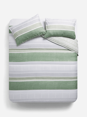 Jet Home Green Elian Stripe Comforter Set 3/4