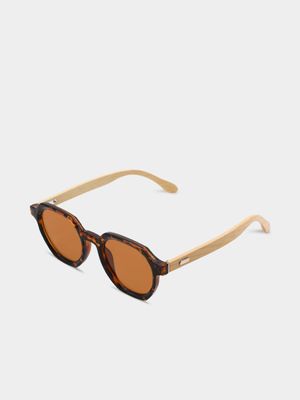 Men's Markham Casual Hexagonal Brown Sunglasses