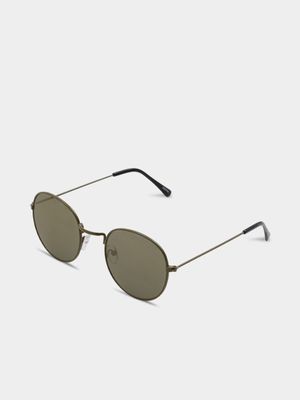 Men's Markham Casual Round Gold Sunglasses