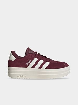 Womens adidas VL Court Bold Maroon/White Platform Sneakers