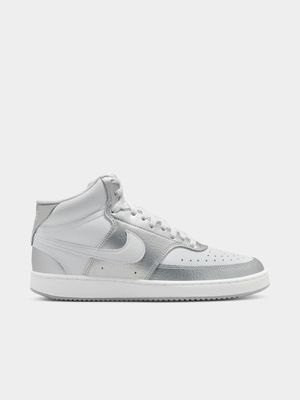 Womens Nike Court Vision White/Metallic Silver Sneakers