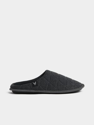 Men's Charcoal Quilt Slippers