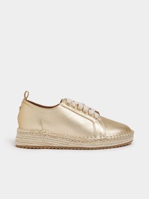 Luella Metallic Raffia Trainers